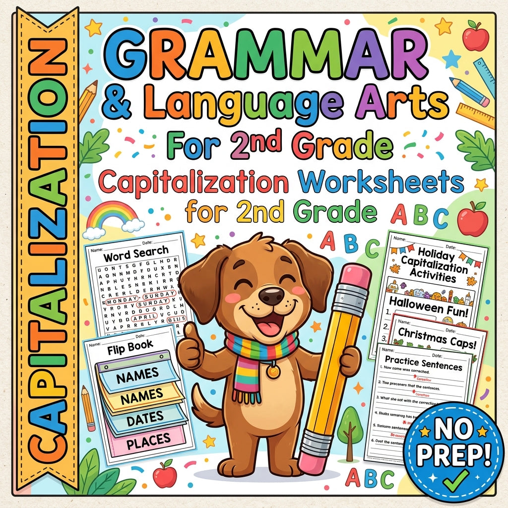 Capitalization Worksheets 2nd Grade | Grammar and Language Arts - No Prep Capitalization Practice