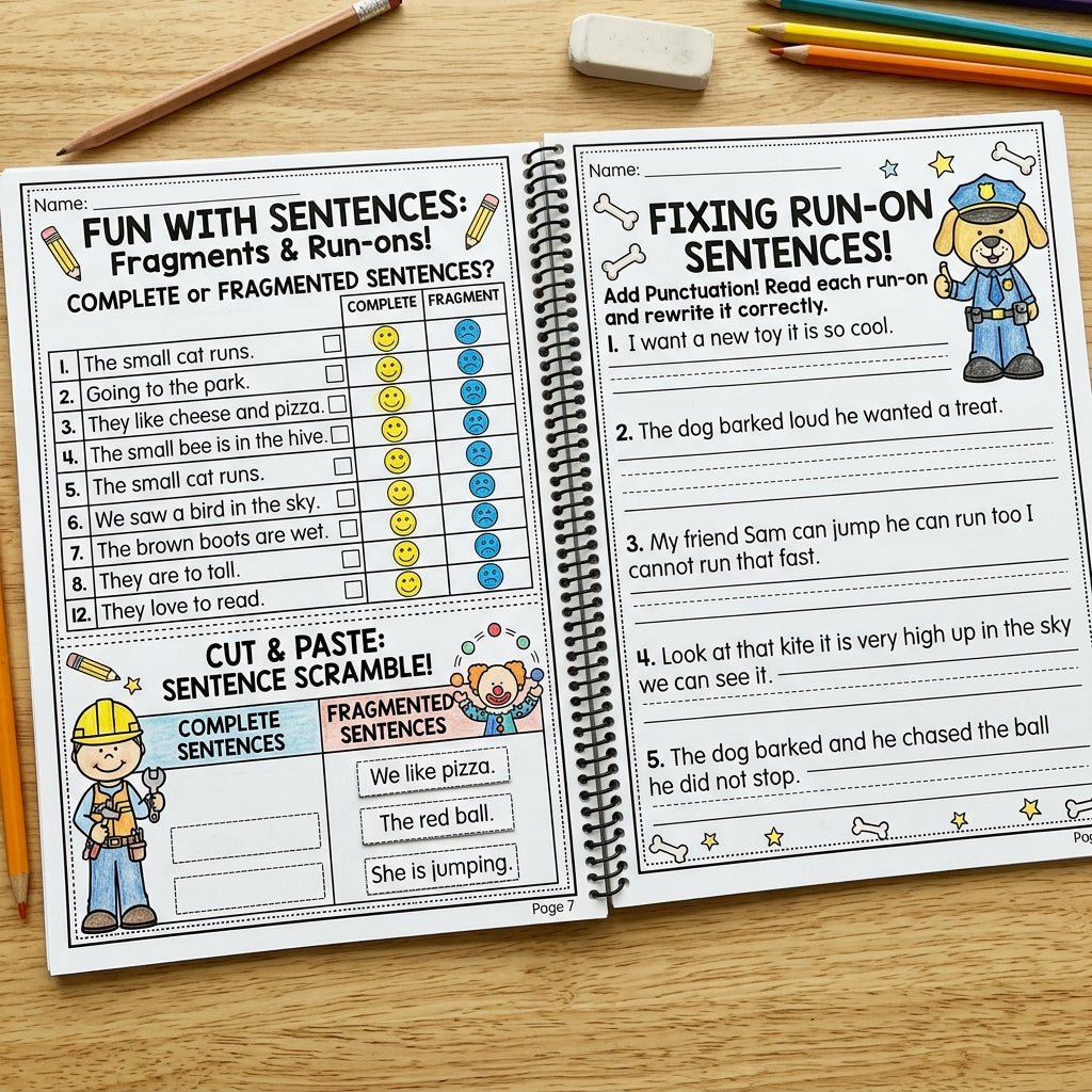 Fragments and Run-Ons 2nd Grade Grammar