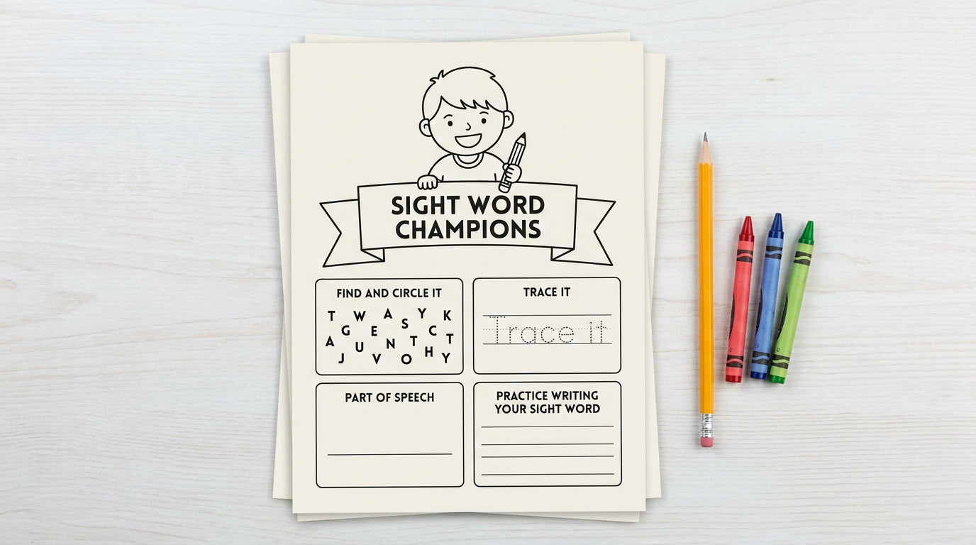 Sight Word Champions: No-Prep Kindergarten & Grade 1 Sight Word Worksheets Bundle
