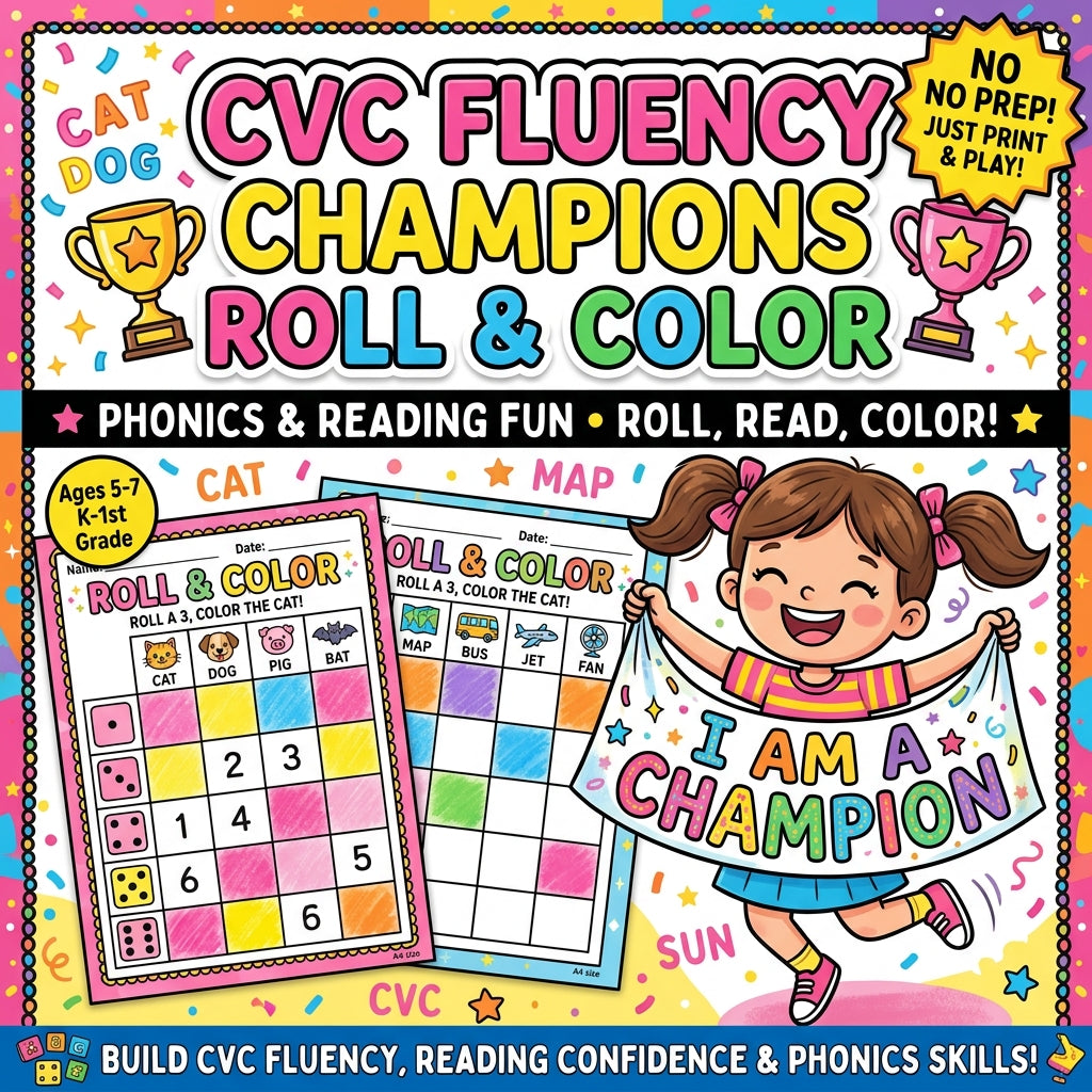 CVC Fluency Roll and Color