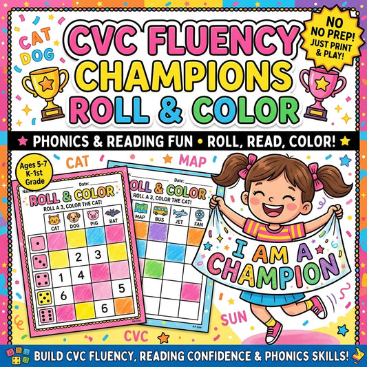 CVC Fluency Roll and Color