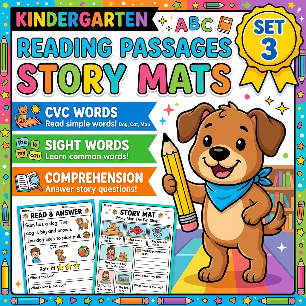 Kindergarten Reading Passages Story Mats Set 3