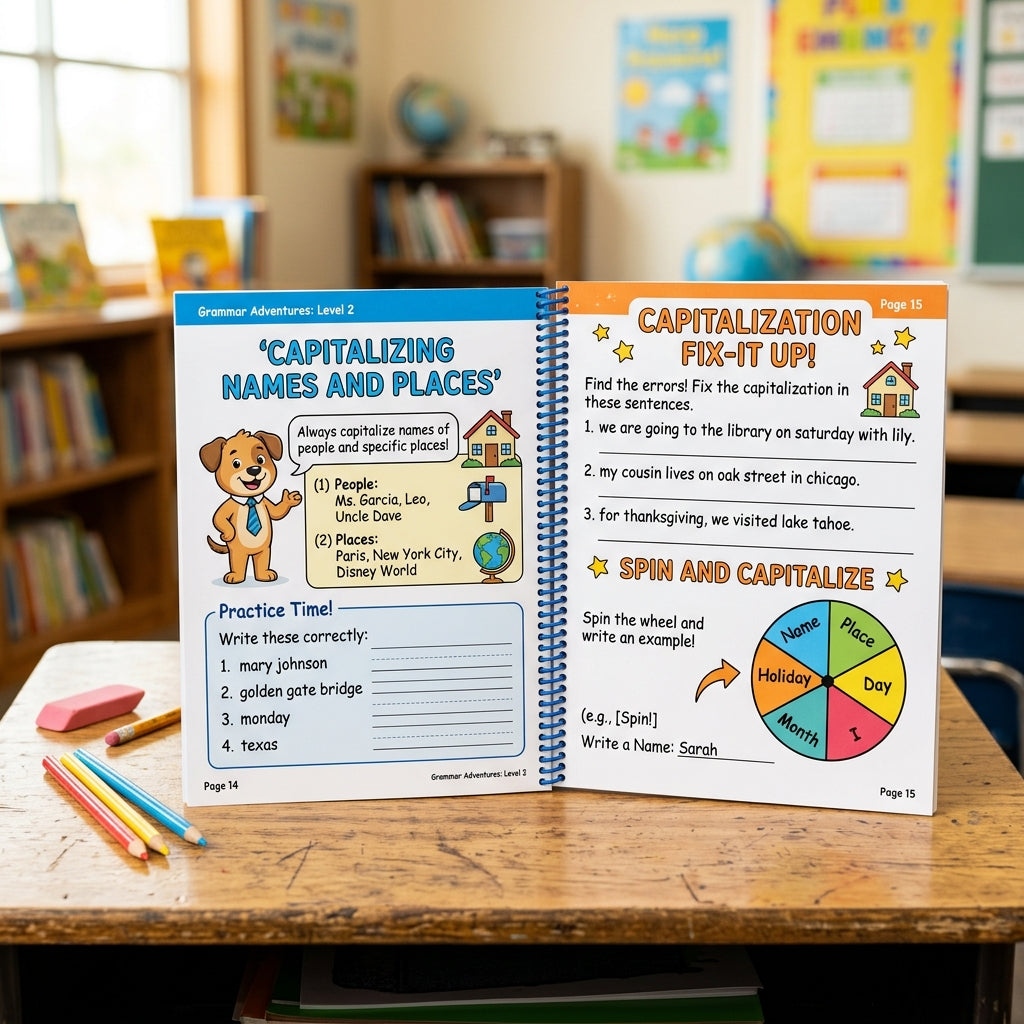 Capitalization Worksheets 2nd Grade | Grammar and Language Arts - No Prep Capitalization Practice