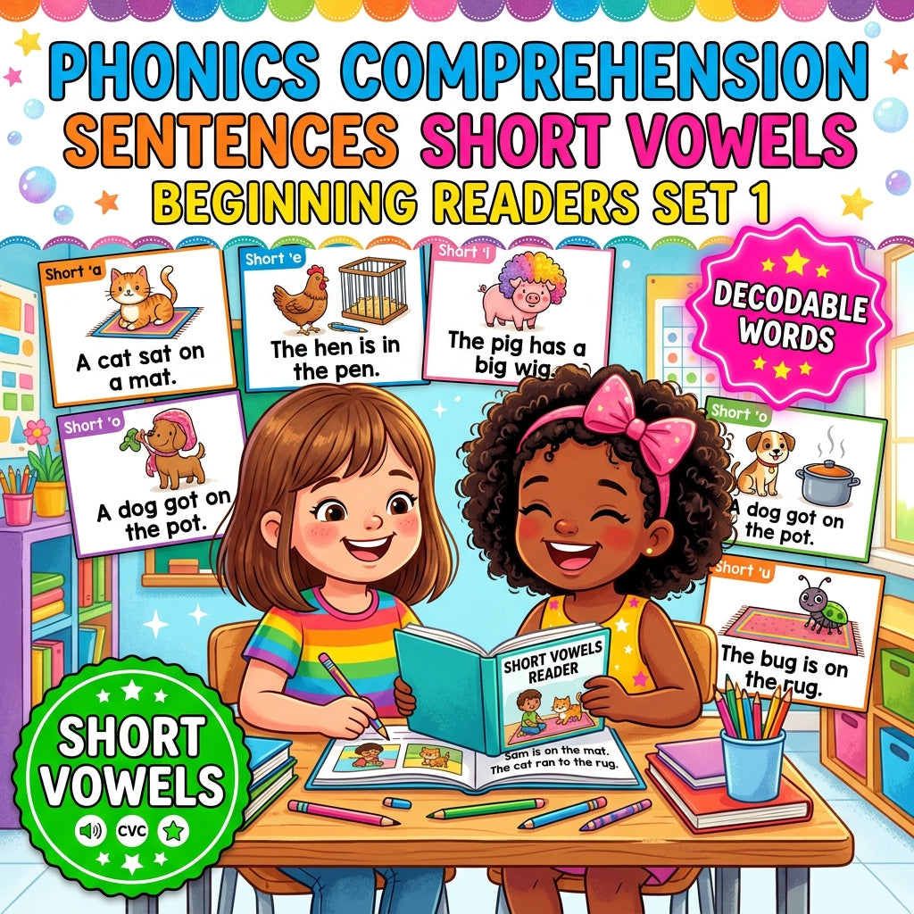Phonics Comprehension Sentences Short Vowels