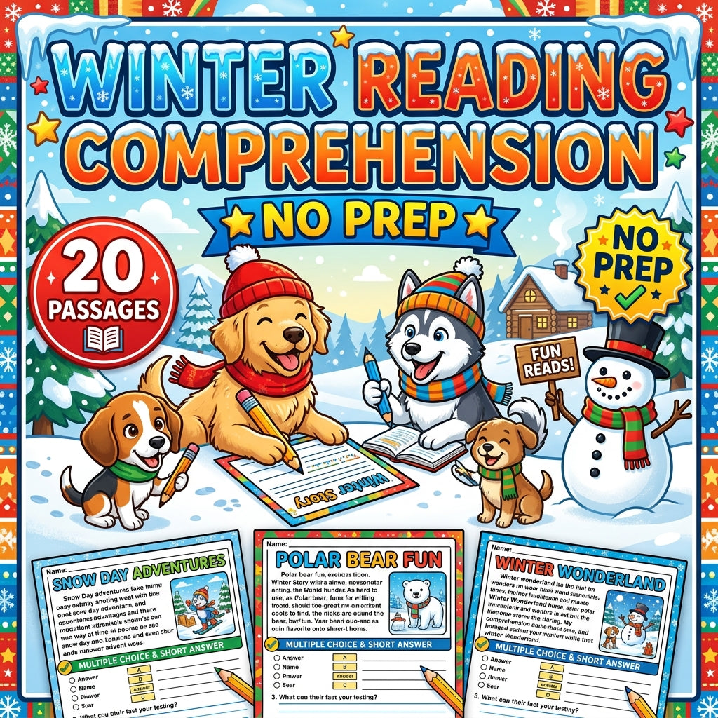 Winter Reading Comprehension, No Prep