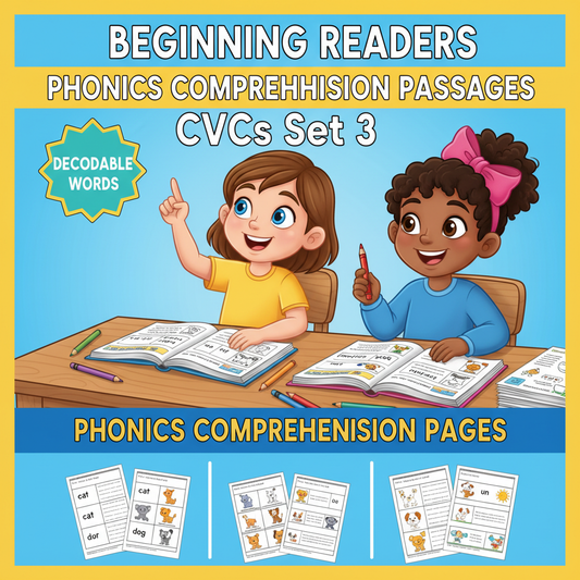 Phonics Comprehension Passages CVCs Set 3